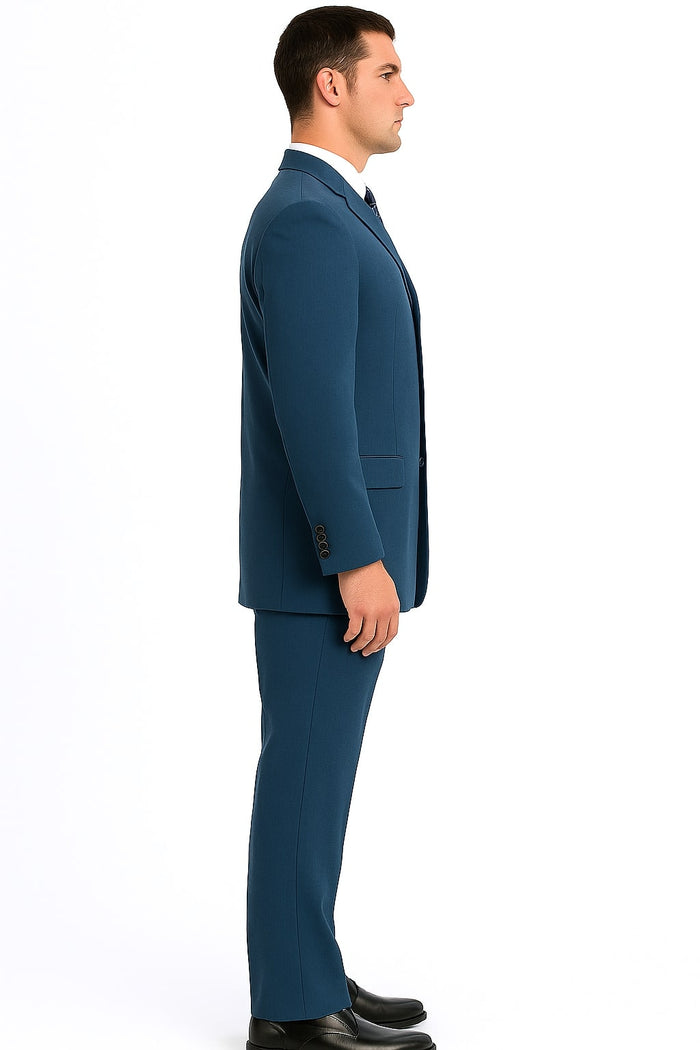 Mens Steel Blue 3-Button Classic Suit - Formal Business Attire with Vest, Tie and Pocket Square by USA Men's Outlet