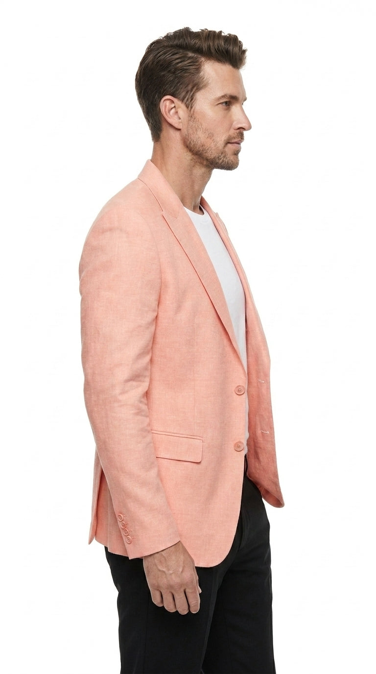 Men’s Peach Blazer – Modern Fit Wedding, Summer, Business Casual & Smart Casual Sport Coat
