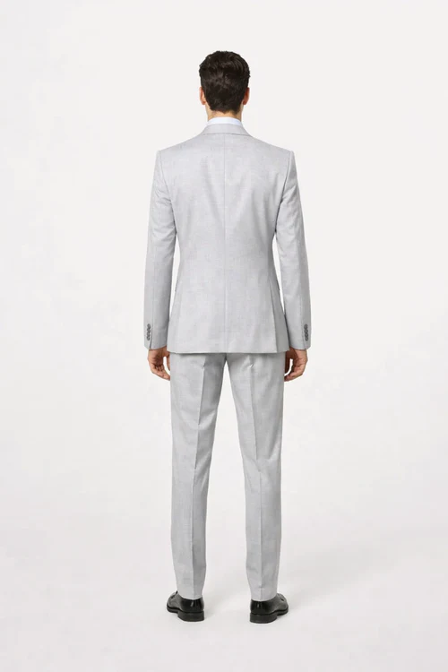 Suits With Baggy Pleated Pants - Wide Leg Pants 100% Wool - Classic Fit in Grey One Button 3 Piece Suit by Rossiman USA Men's Outlet