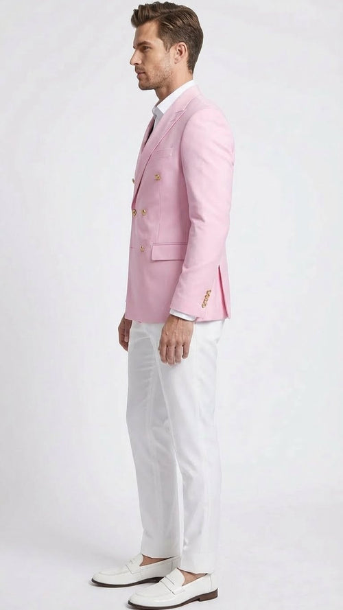 Men’s Light Pink Double Breasted Blazer - Sport Jacket Coat by USA Men's Outlet