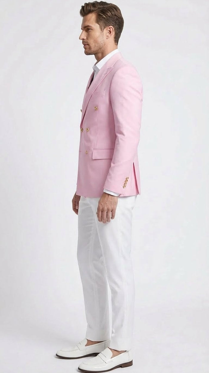 Men’s Light Pink Double Breasted Blazer - Sport Jacket Coat by USA Men's Outlet