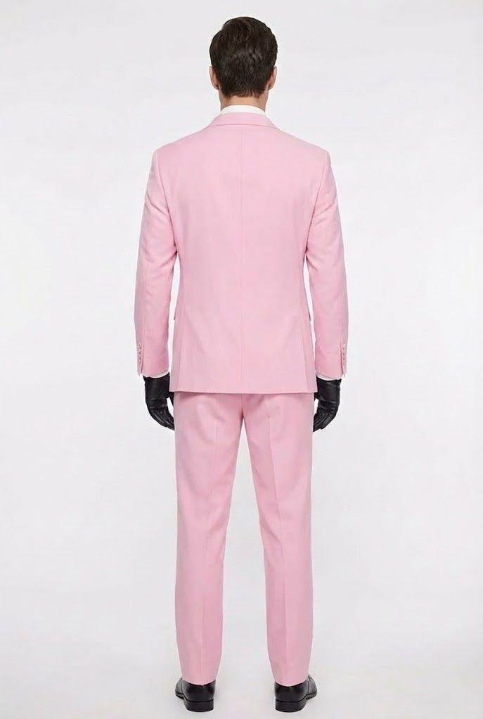 Men’s Pink Two-Piece Suit - Classic Fit Formal Jacket and Tailored Pants by USA Men's Outlet