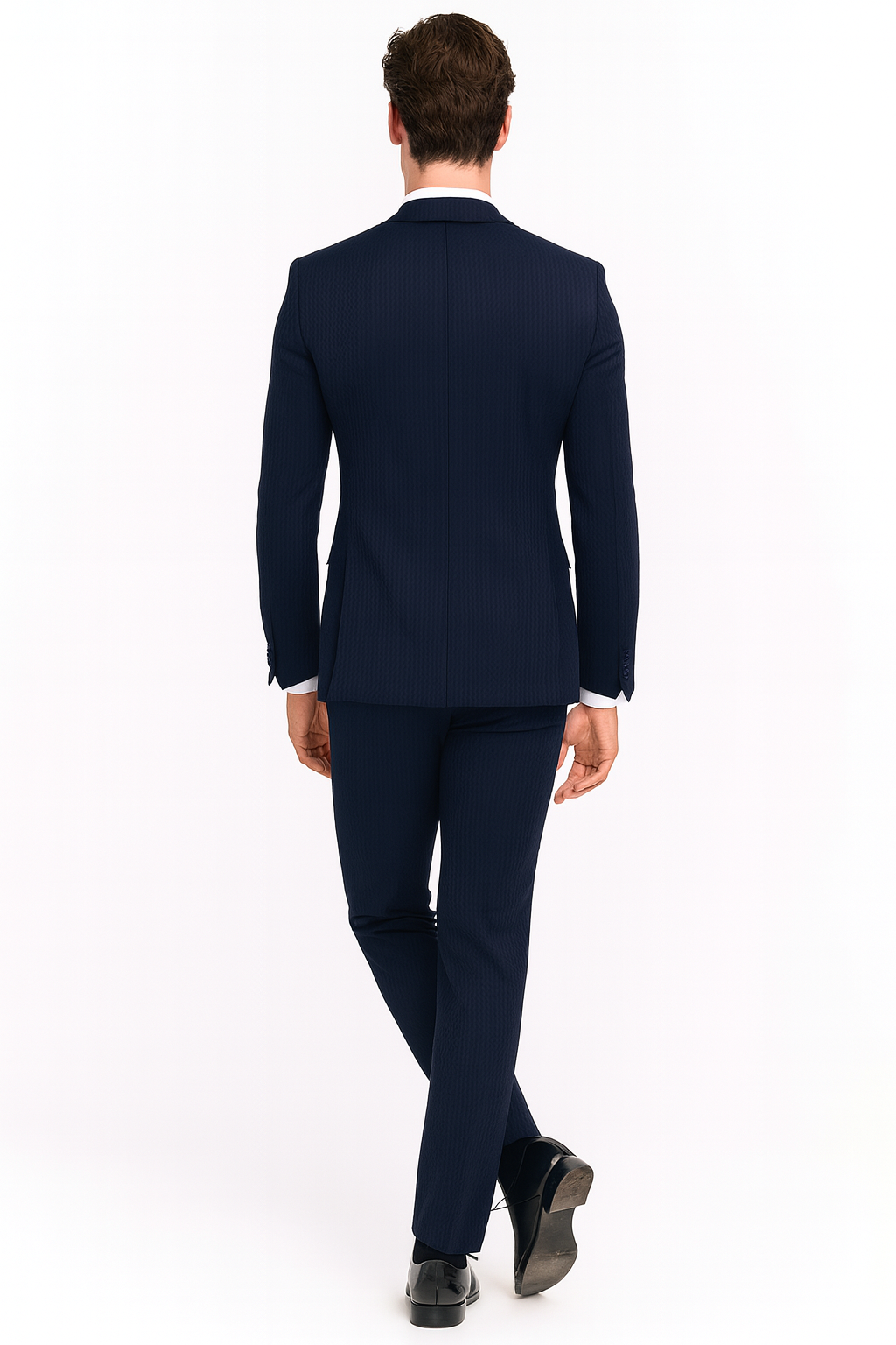Men’s Navy Blue Tuxedo with Satin Peak Lapel With Matching Color Lapel Sateen - Formal 2 Piece Suits by USA Men's Outlet