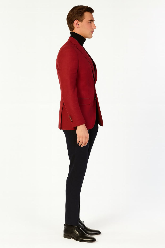Men’s Burgundy Red - Wine Two-Button Sport Coat - Stylish Blazer for Business, Parties by USA Men's Outlet
