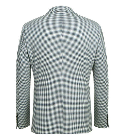 Half Canvas Slim Fit Blazer in Sage Blue Check by Pellagio