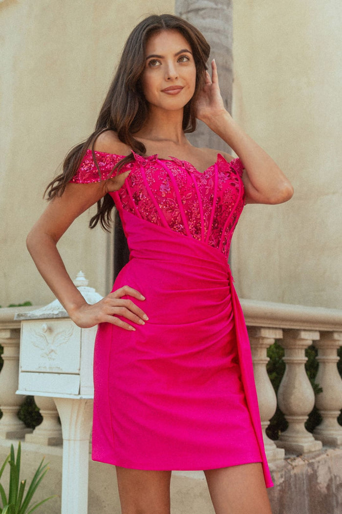 3D Butterfly Off-Shoulder Dress by Elizabeth KGS3509