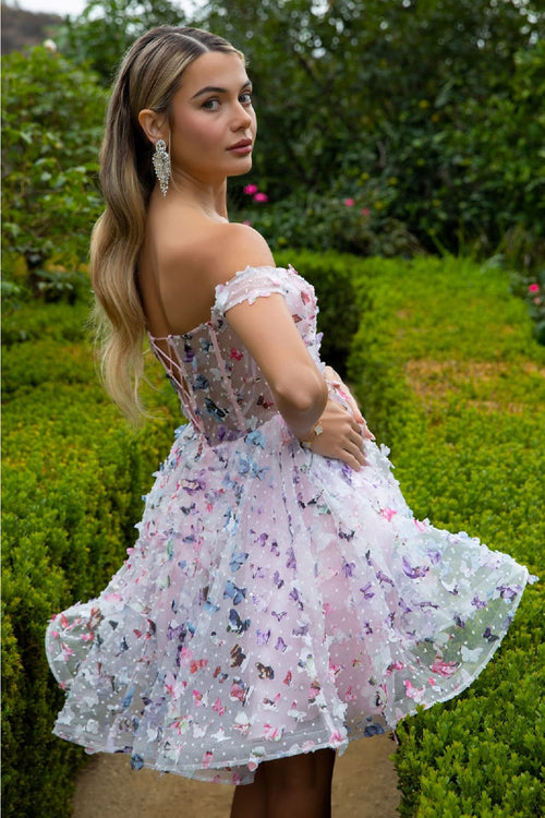 3D Butterfly Off Shoulder Dress by Elizabeth KGS3512