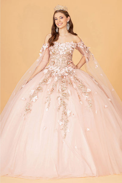 3D Floral Cape Sleeve Ball Gown by Elizabeth KGL3075