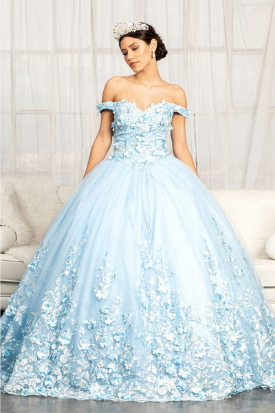 3D Floral Off Shoulder Ball Gown by Elizabeth KGL1960