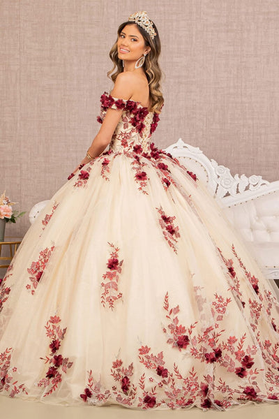 3D Floral Off Shoulder Ball Gown by Elizabeth KGL3105