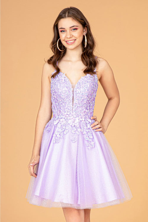 3D Floral Short A-line Dress by Elizabeth KGS3094