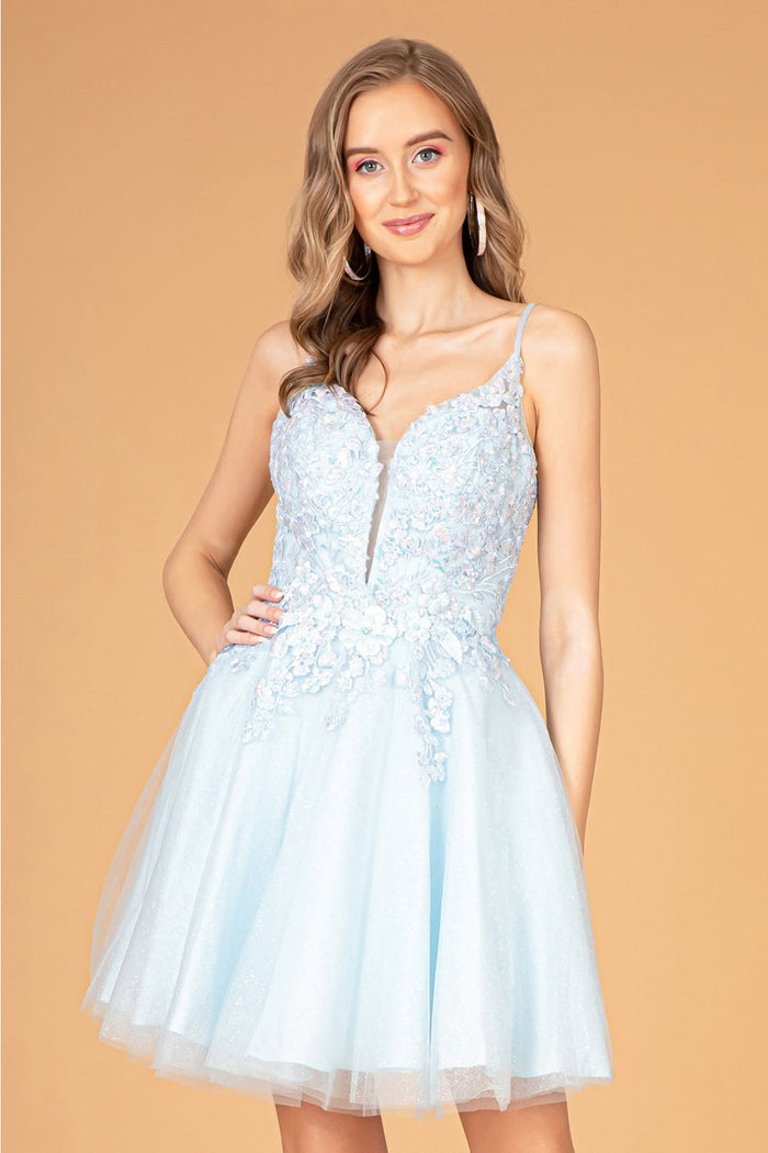 3D Floral Short A-line Dress by Elizabeth KGS3094