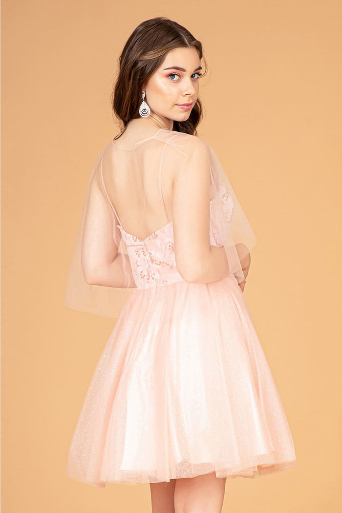 3D Floral Glitter Cape Dress by Elizabeth KGS3089