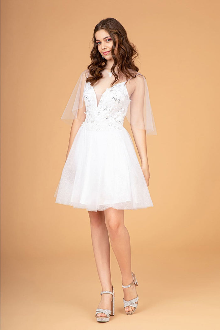 3D Floral Glitter Cape Dress by Elizabeth KGS3089
