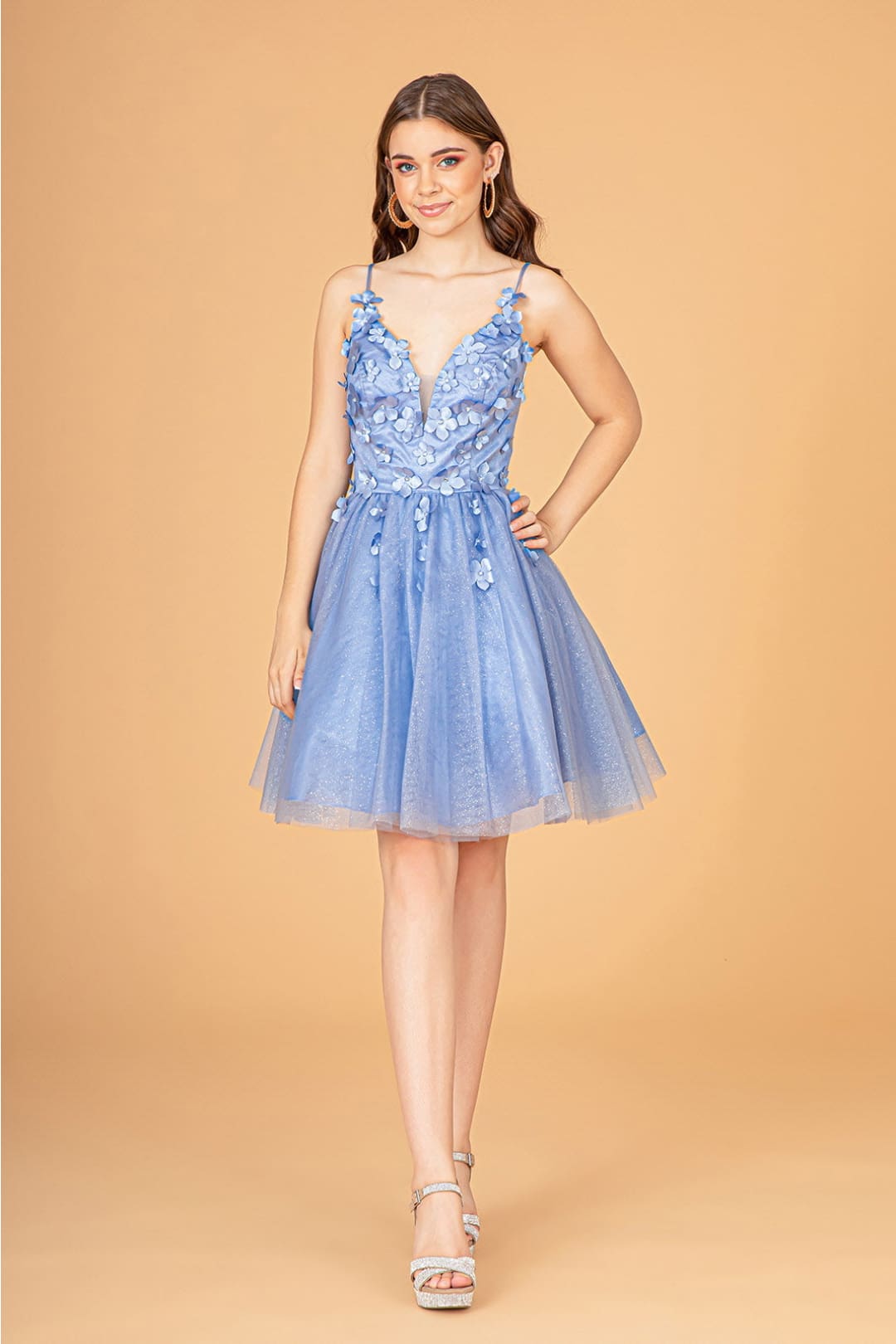 3D Floral Glitter Party Dress by Elizabeth KGS3090
