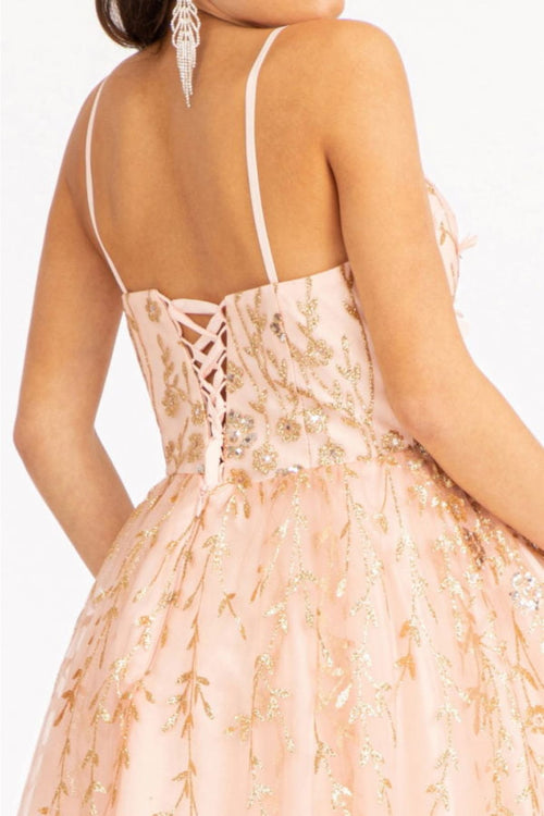 3D Floral Mesh Glitter Dress by Elizabeth KGS1998