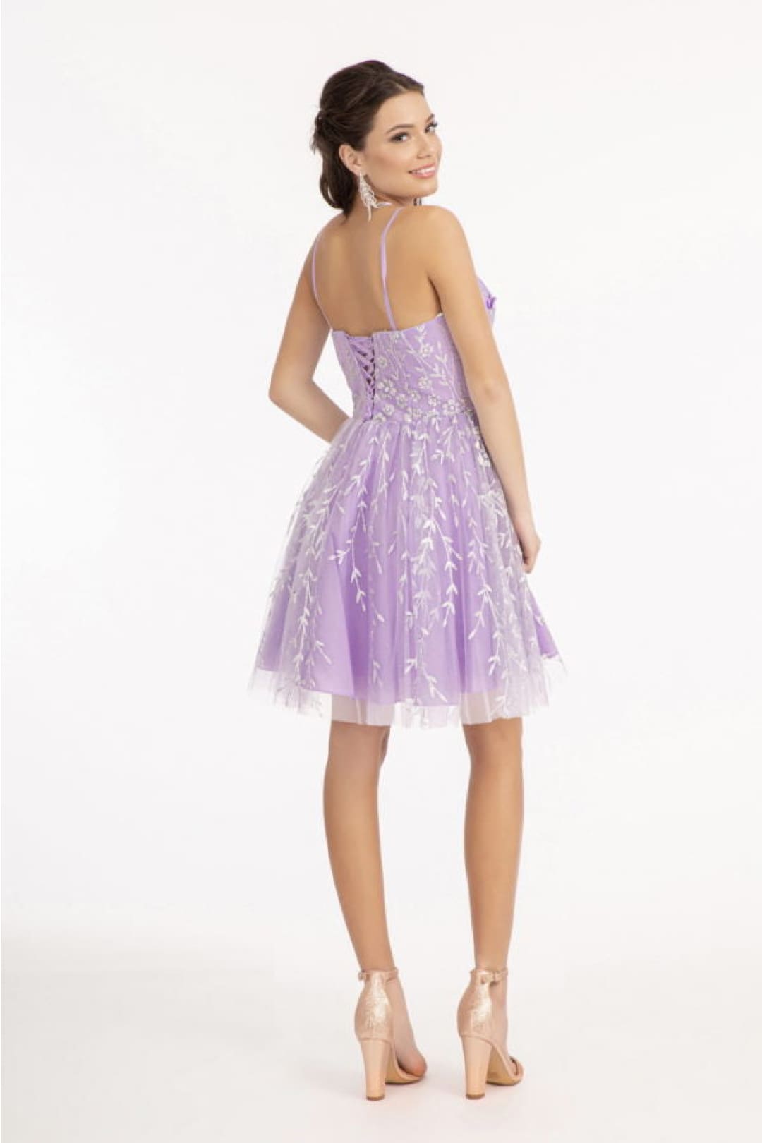 3D Floral Mesh Glitter Dress by Elizabeth KGS1998