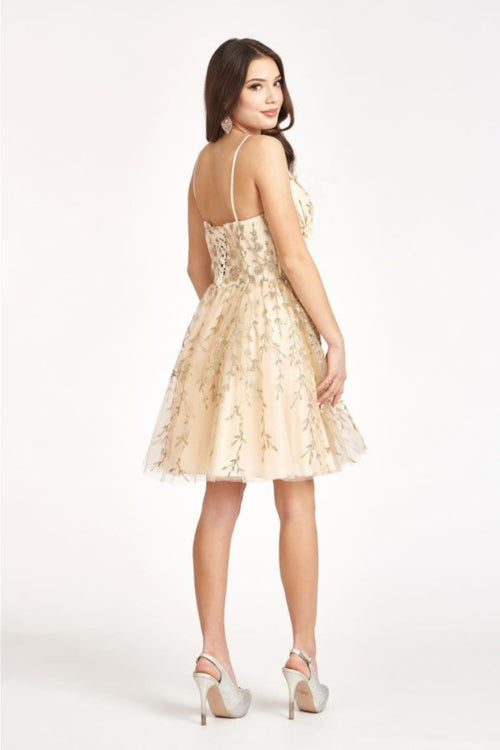 3D Floral Mesh Glitter Dress by Elizabeth KGS1998