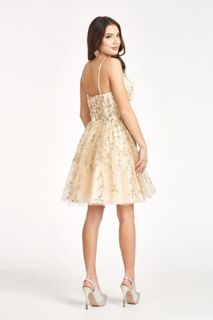 3D Floral Mesh Glitter Dress by Elizabeth KGS1998