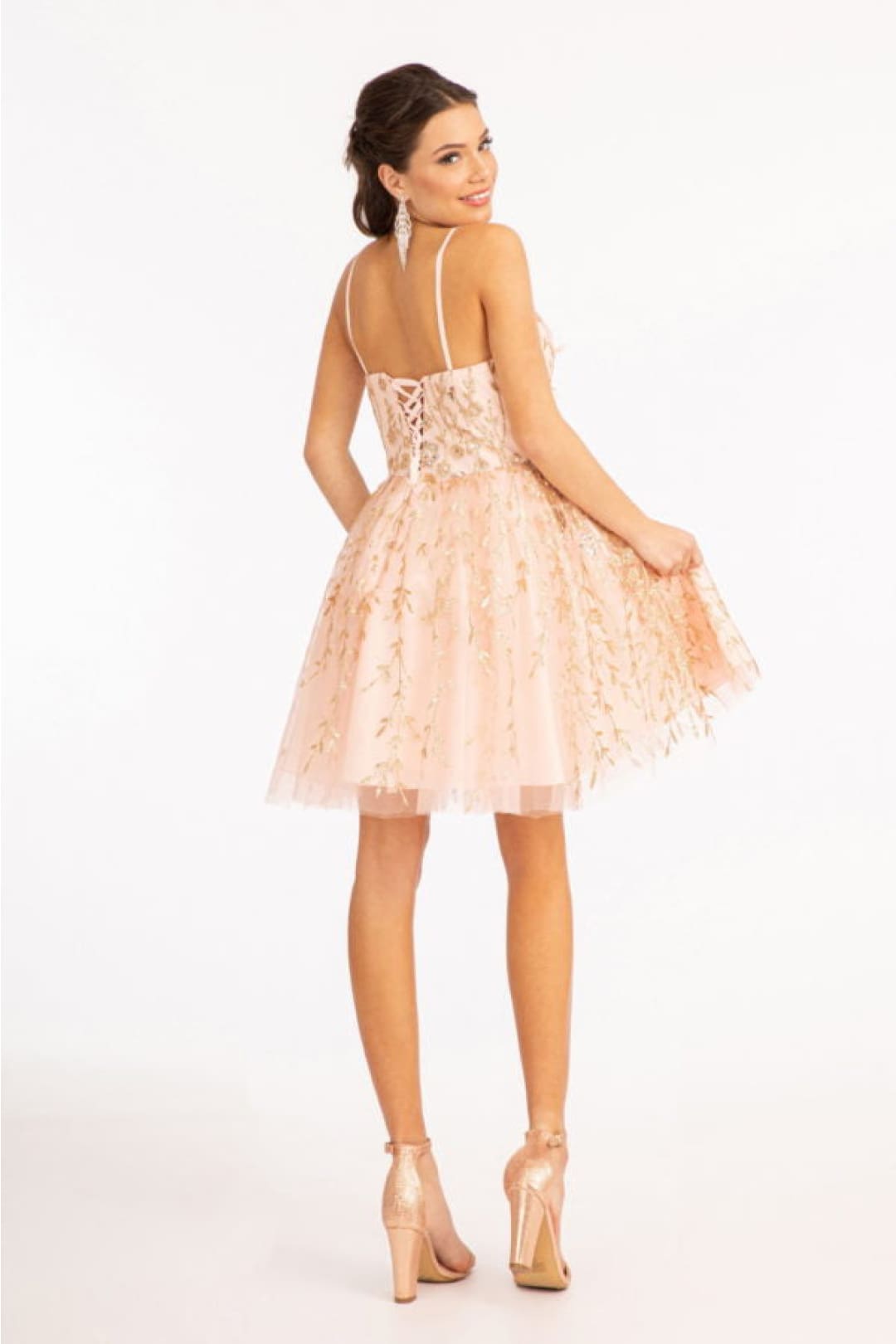 3D Floral Mesh Glitter Dress by Elizabeth KGS1998