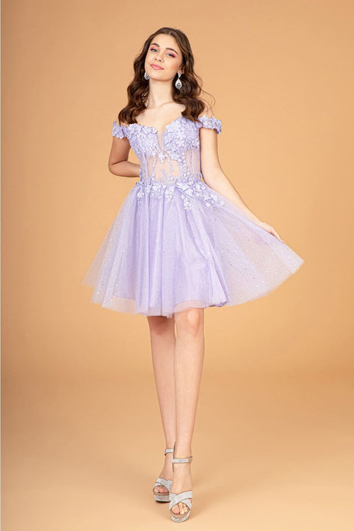 3D Floral Off Shoulder Dress by Elizabeth KGS3096