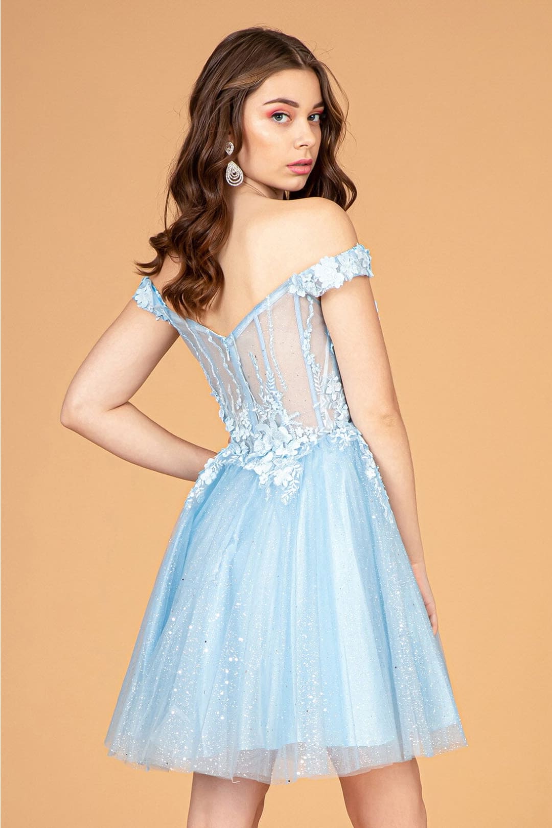 3D Floral Off Shoulder Dress by Elizabeth KGS3096
