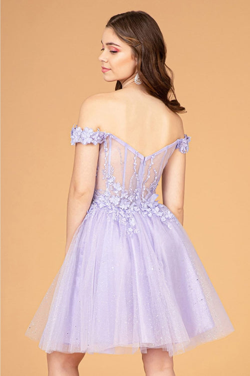 3D Floral Off Shoulder Dress by Elizabeth KGS3096