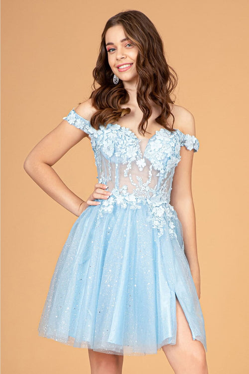3D Floral Off Shoulder Dress by Elizabeth KGS3096