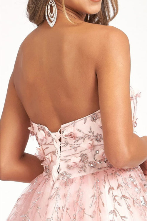 3D Floral Strapless Mesh Dress by Elizabeth KGS1995