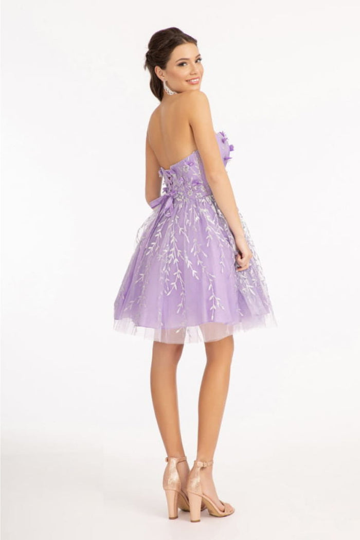 3D Floral Strapless Mesh Dress by Elizabeth KGS1995