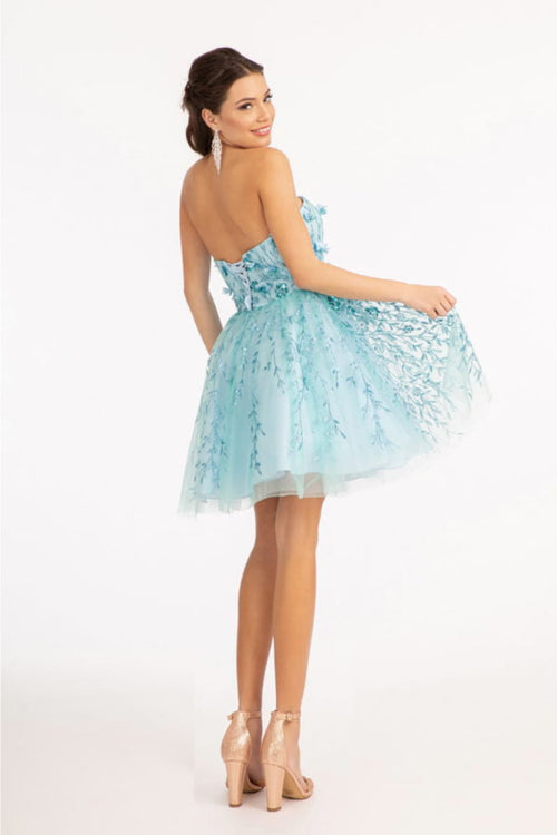 3D Floral Strapless Mesh Dress by Elizabeth KGS1995