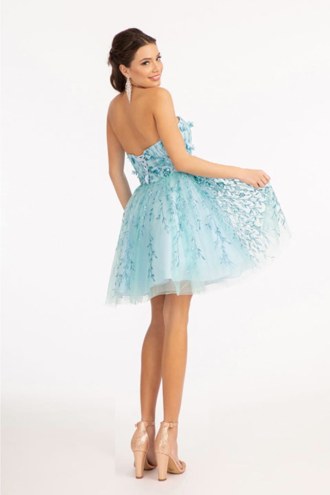 3D Floral Strapless Mesh Dress by Elizabeth KGS1995