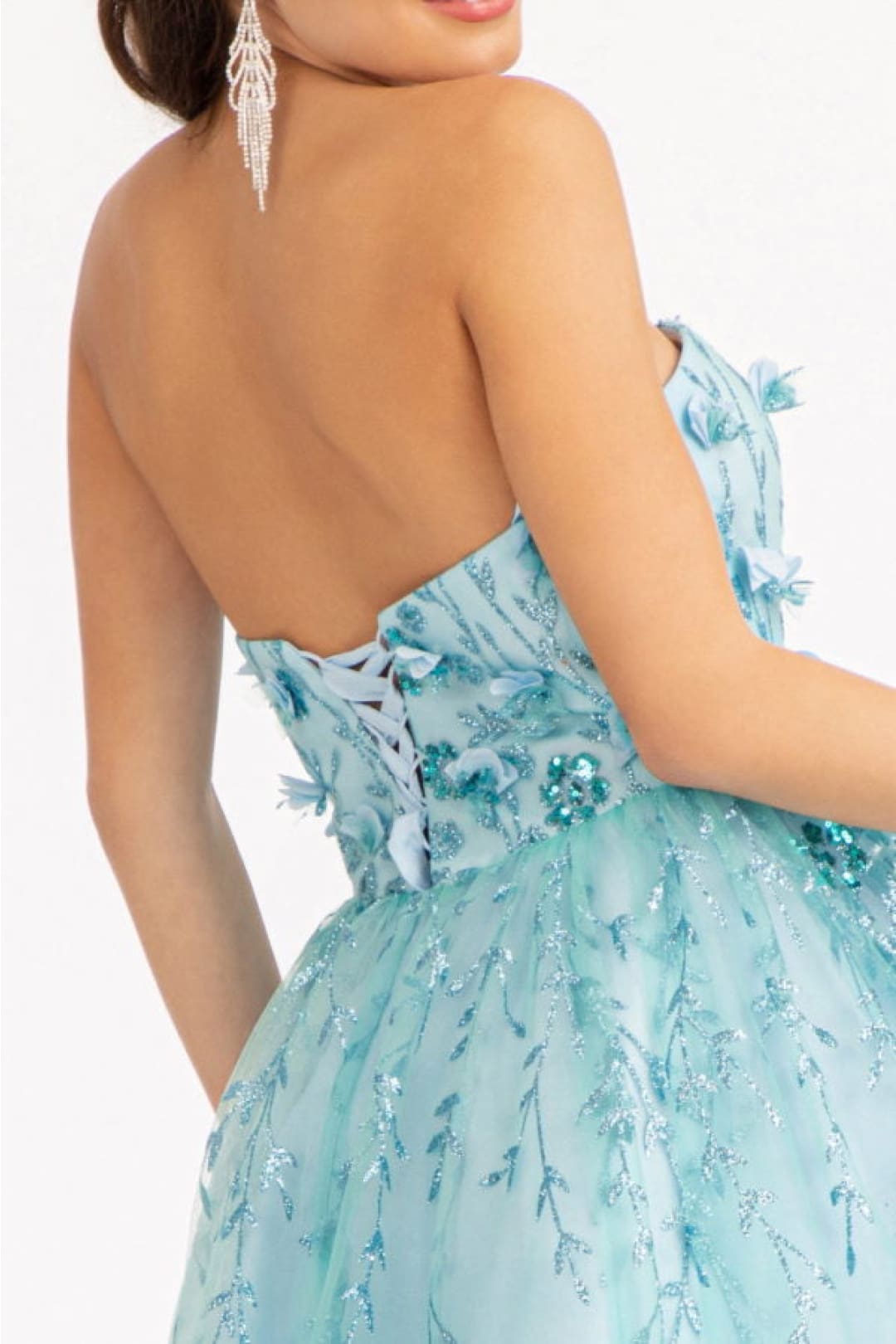 3D Floral Strapless Mesh Dress by Elizabeth KGS1995