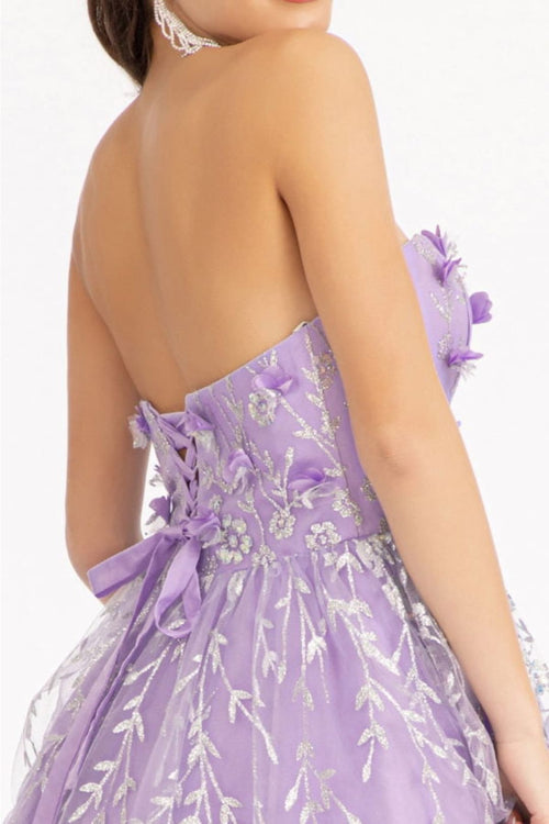 3D Floral Strapless Mesh Dress by Elizabeth KGS1995