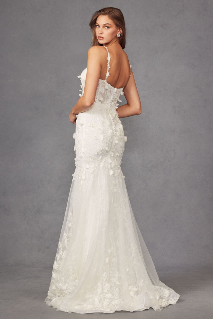 Juliet 2475UW 3D Floral Tulle Appliqué Mermaid Dress with Corset Bodice