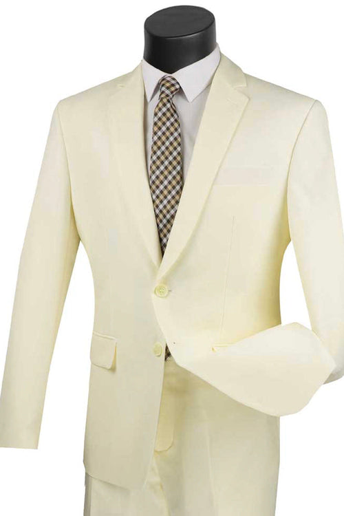 Men's Navy Blue 2-Button Poplin Suit - Slim Fit Class by Vinci