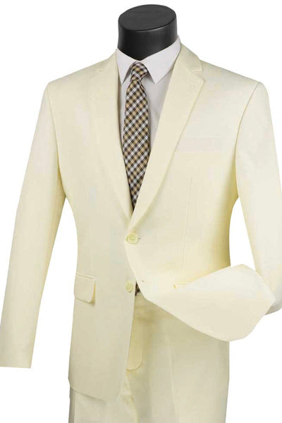 Men's Navy Blue 2-Button Poplin Suit - Slim Fit Class by Vinci