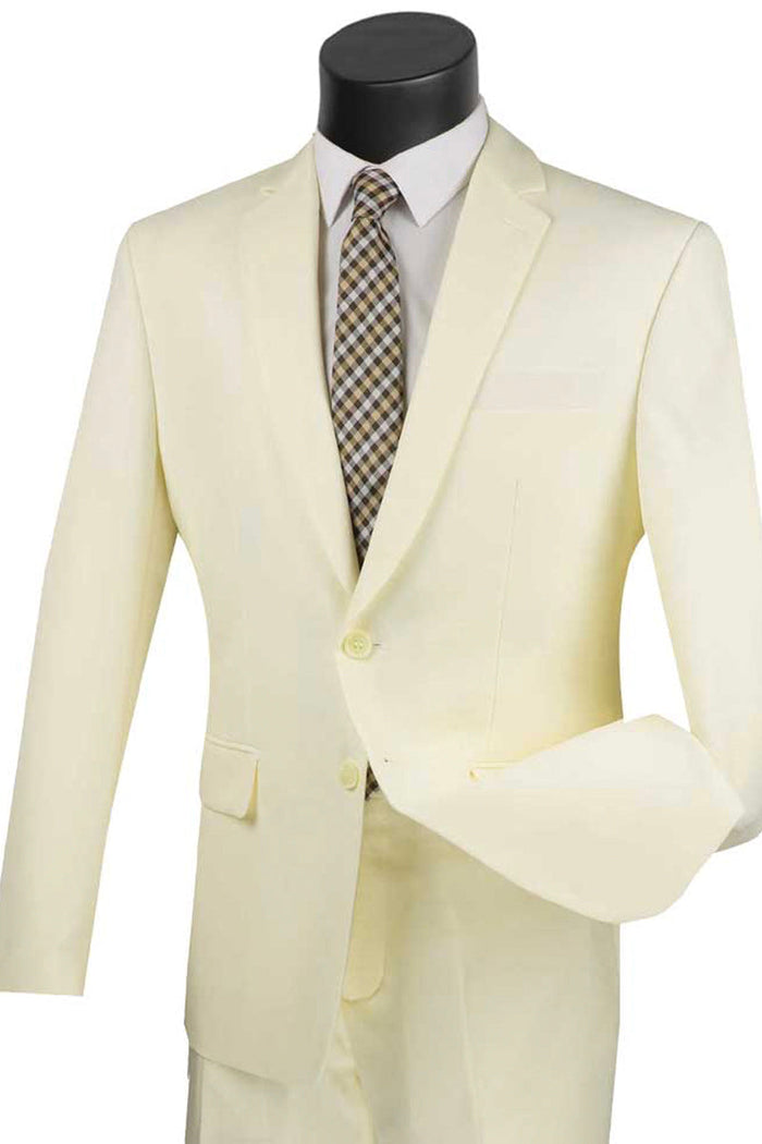 Men's Navy Blue 2-Button Poplin Suit - Slim Fit Class by Vinci