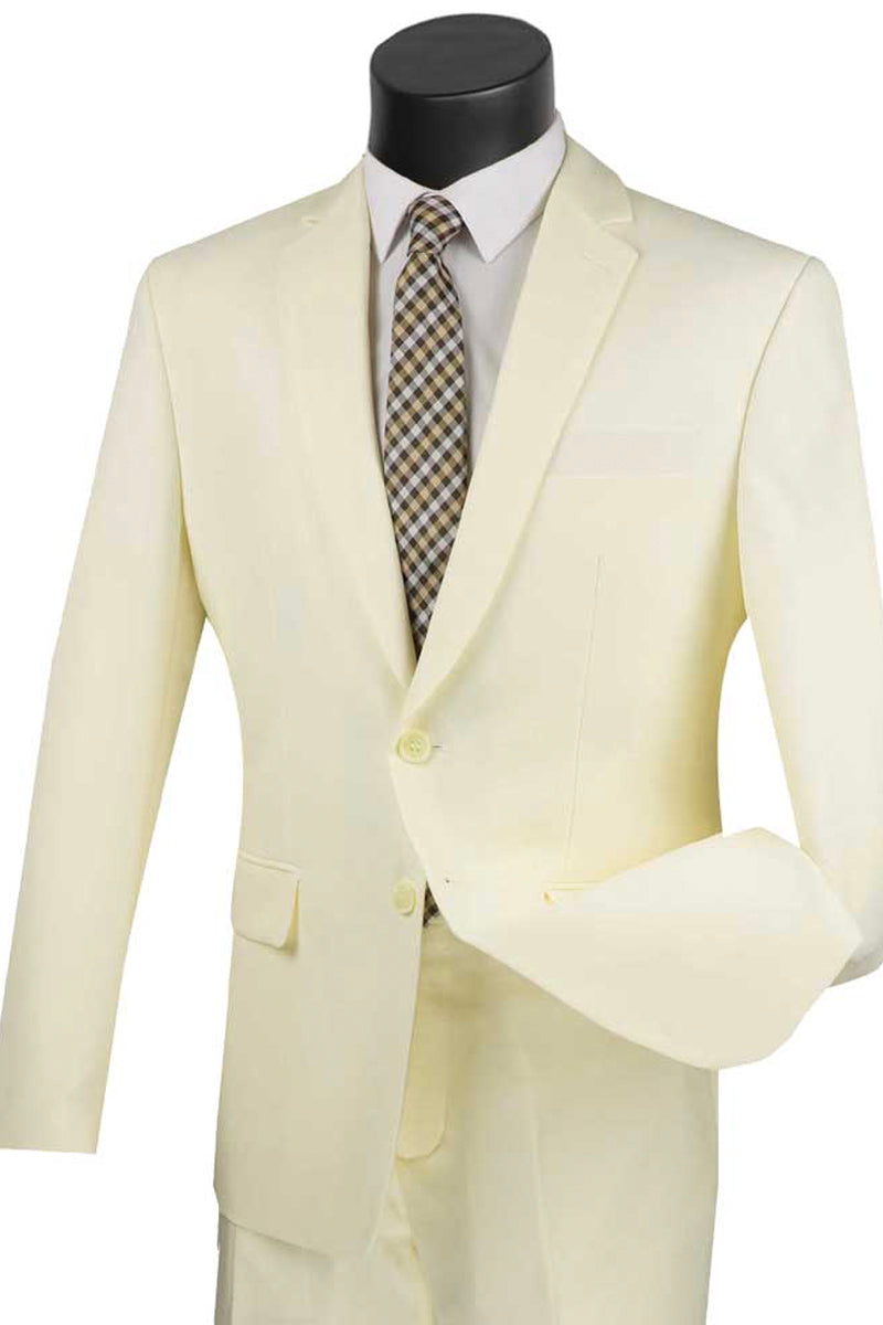 Men's Navy Blue 2-Button Poplin Suit - Slim Fit Class by Vinci