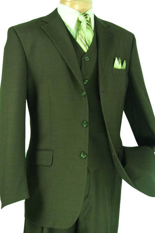Mens 2 Button Vested Basic Wool Feel Suit in Cognac by Vinci