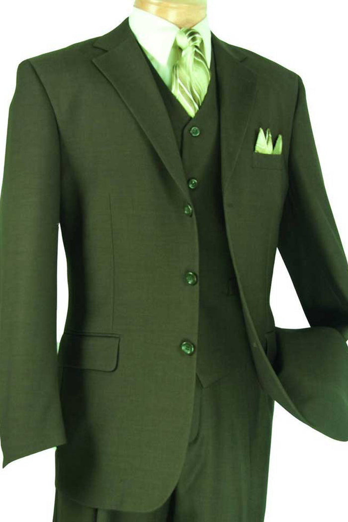 Mens 2 Button Vested Basic Wool Feel Suit in Cognac by Vinci