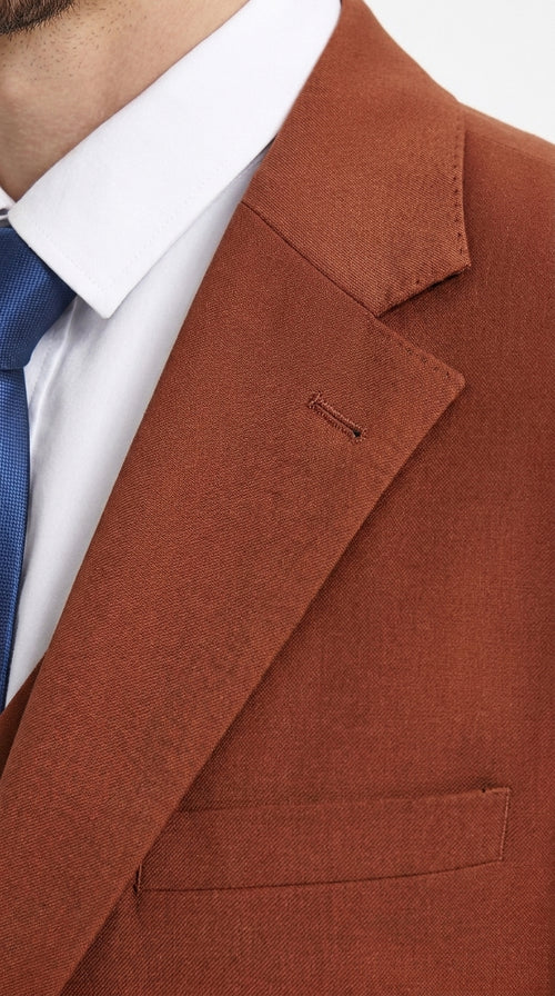 Stacy Adams Burnt Orange Suit – Men’s Rust 3-Piece Wedding & Formal Suit with Vest