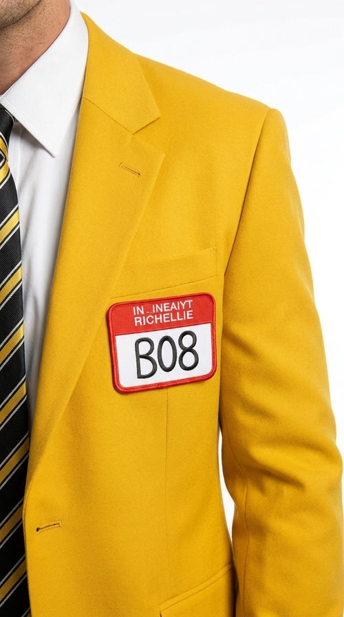 Men’s Beetlejuice Little Head Costume Yellow Suit – Shrinker Inspired 2 Piece Halloween Suit