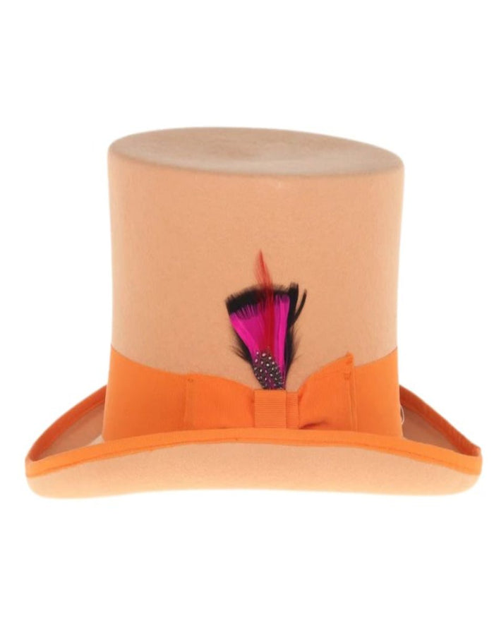 Victorian Steampunk Top Hat - 1800 19th Century - Dressy Loden Felt Top Orange Hat by USA Men's Outlet