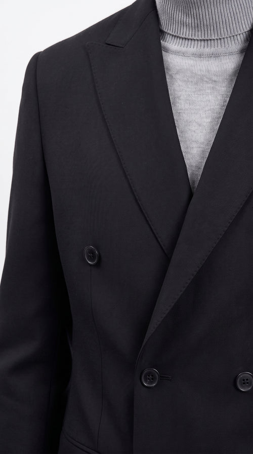 Men's Designer Stacy Adams Classic Double Breasted Suit in Black  Peak Lapel Slim fit