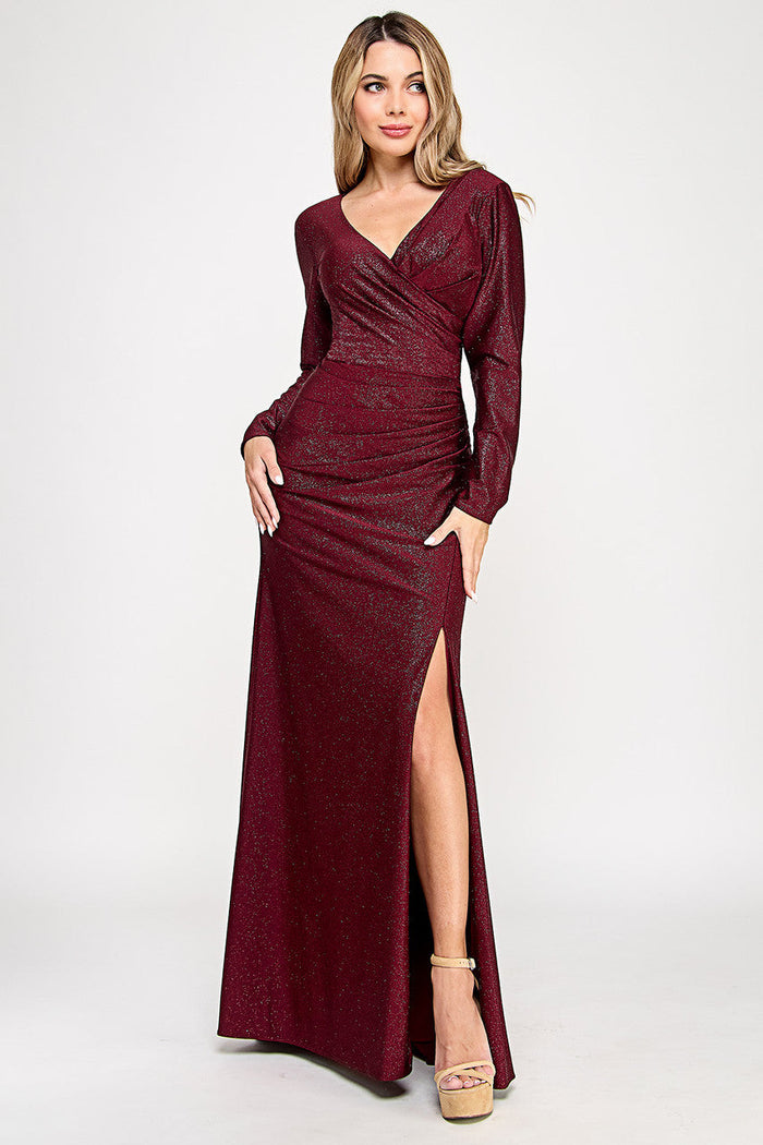 Mother Of The Bride Dress V-Neck Fitted Formal Gown By Lenovia 5323-New Collection