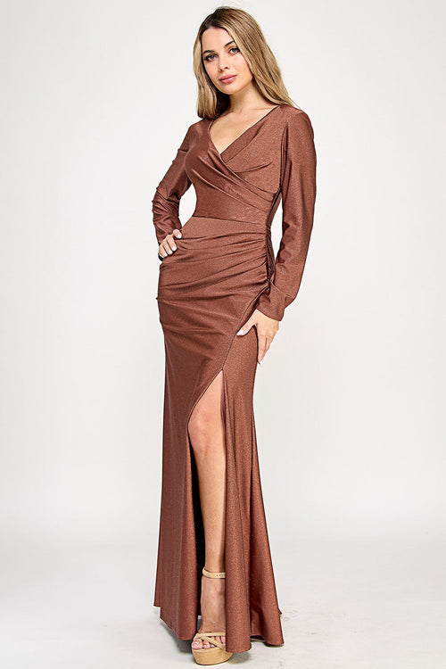 Mother Of The Bride Dress V-Neck Fitted Formal Gown By Lenovia 5323-New Collection