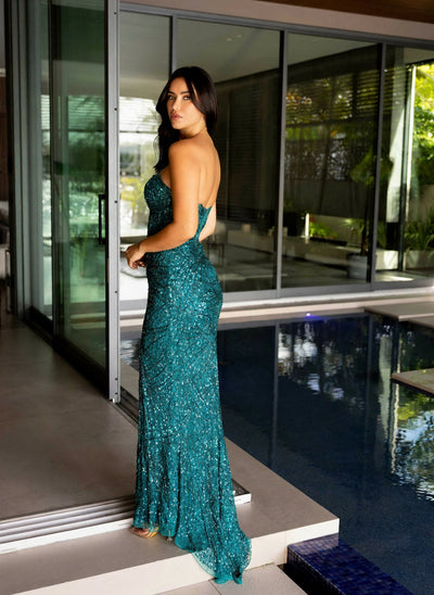 Primavera Couture 4130 - Beaded Sequin Fitted Prom Gown