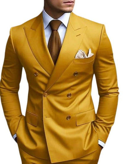 Camel Double Breasted Blazer - Gold Sport Coat by mensusain
