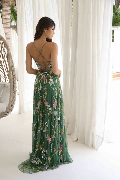 Primavera Couture 4378 - Floral Sequin A-Line Prom Dress